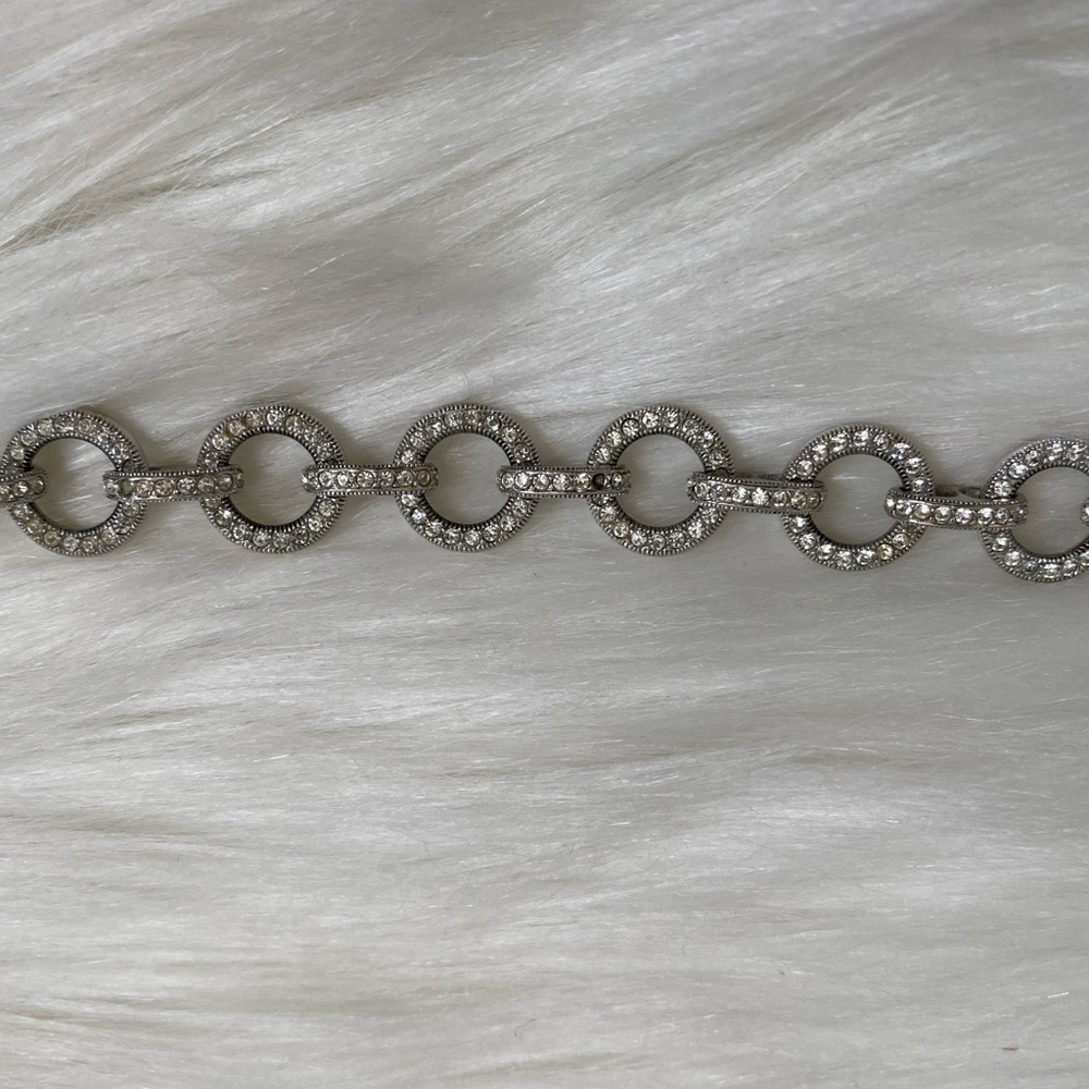 Crystal silver-tone link bracelet